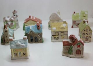 Vintage Miniature Porcelain Christmas Village - 10 Buildings