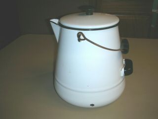 Vintage Large White Enamelware Coffee Pot