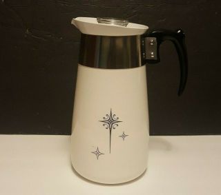 Vintage Corning Ware 8 Cup Percolator Stove Top Coffee Pot (black Starburst)