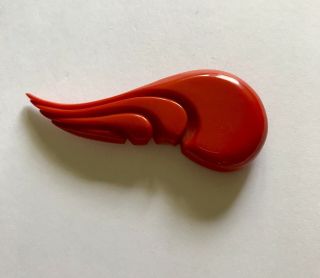 Vintage Plastic Art Deco Fur Clip Bright Red