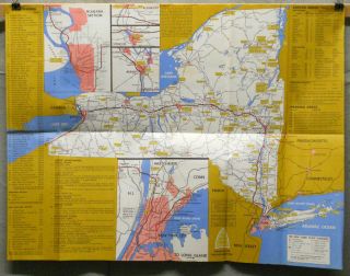 1960 Map York State Thruway The Main Street Of The Empire State Rockefeller