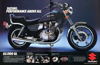 1982 Suzuki Gs - 1100 Gl Motorcycle Photo Biggest & Best Cruiser 2 - Page Print Ad
