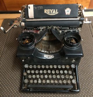 Antique Royal Model 10 Typewriter W/beveled Glass Sides For Restoration Or Parts