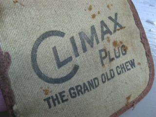 Vintage Climax Plug Tobacco Snap Pocket Pouch Advertising Chew Canvas Bag Rare