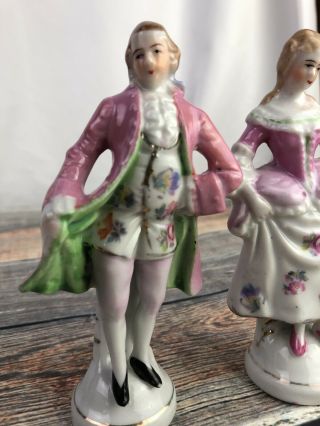 Vintage Victorian Figurines - Man and Woman Pink - 5 Inches Tall - Made in Japan 2