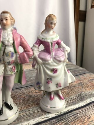 Vintage Victorian Figurines - Man and Woman Pink - 5 Inches Tall - Made in Japan 3