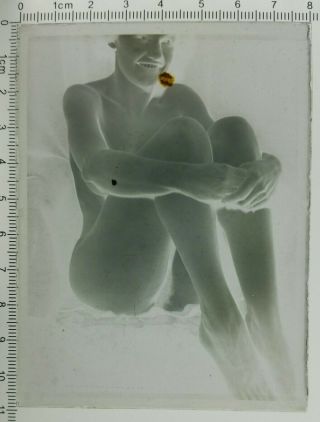 Vintage Adult Risqué Nude Erotic Glass Plate Negative [gp47]