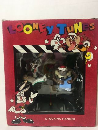 Vintage Looney Tunes Bugs Bunny Tasmanian Devil Christmas Stocking Holder 1996