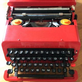 Vintage Typewriter Olivetti Valentine With Red Case Antique