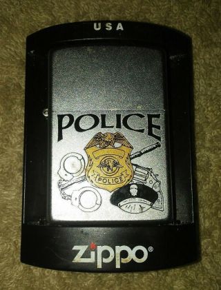 Vintage Zippo Police Lighter W Partial Case 06