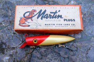 Two MARTIN JACK LLOYD Water Witch Salmon Plug Fishing Lures w Box 3