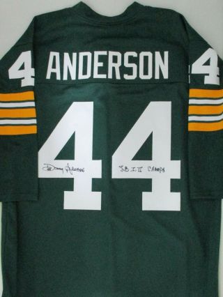 Packers Donny Anderson Signed Custom Green Bay Jersey Auto W/ " Sb I & Ii " - Jsa