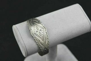 Vintage Bell Trading Post Nickel Silver Cuff Bracelet Hand Stamped Southwestern