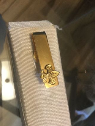 Vintage Boy Scouts Of America Eagle Fleur De Lis Tie Clip Tie Bar Gold Tone