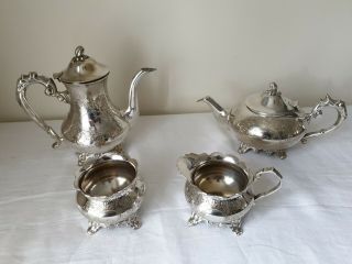 Antique / Vintage Silver Plated Tea & Coffee Set Hallmarked E.  P.  N.  S Y.  C