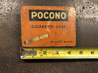 Vintage 1930 ' s Pocono Cigarette Pressed Tin Litho Case Tobacco Advertising Tin 2