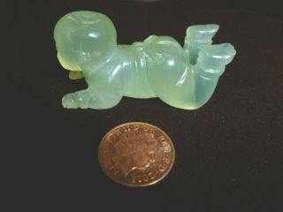 Vintage Carved Chinese Jade Baby Child Statue Figurine Figure Fertility Charm