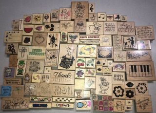 104 Vintage Wooden Rubber Stamp Lot Dots Stampin Up Jrl Katie & Co Stampendous