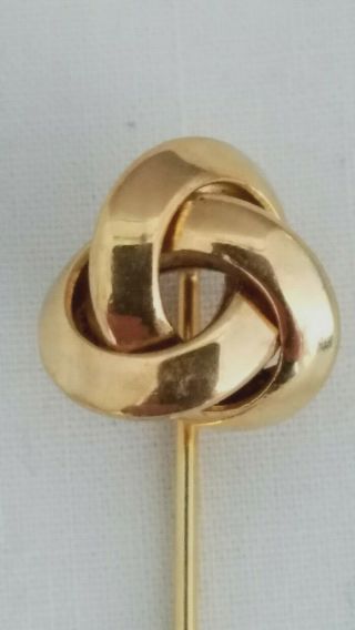 Antique Large 14k Yellow Gold Love Knot Stick Pin