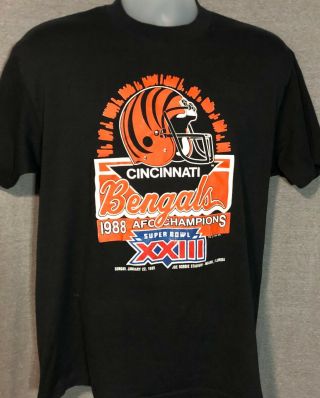 Vintage Cincinnati Bengals Bowl Xxiii L/xl 1988 T - Shirt Nfl Trench