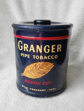 Vintage Granger Pipe Tobacco Tin Round Can 6 "