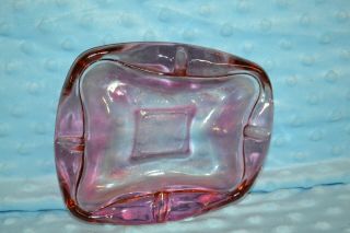 Vintage Pink Glass Ashtray 6 Inch Mid Century Modern Abstract Mcm