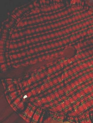 Vintage Lillian Vernon Red Tartan Plaid Ruffled Christmas Tree Skirt