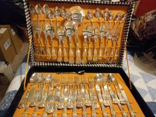 Vintage 51 Piece Silver Ep Zinc A 800 Plated Cutlery Set Italian
