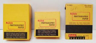 Vintage Kodak Photographic Paper Single Weight Velox F - 3 2.  5x2.  5 In.  & 2.  5x3.  5