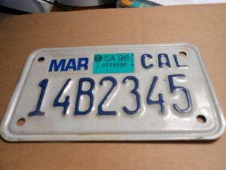 California 1996 Motorcycle License Plate