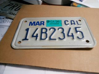 California 1996 motorcycle license plate 2