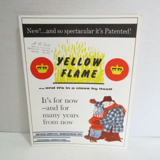 Yellow Flame Hot Air Furnace Vintage 4 Pg Advertising Sales Brochure 1950 