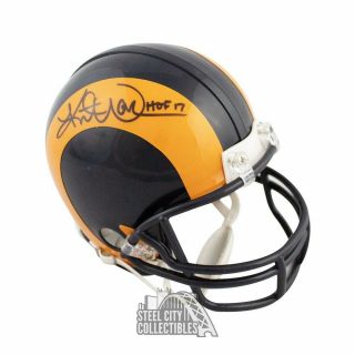 Kurt Warner Hof Autographed St Louis Rams Mini Football Helmet - Bas