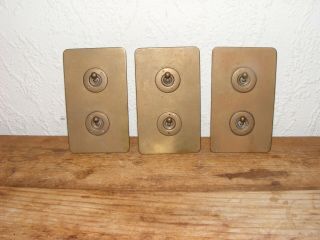 3 X Crabtree Vintage Double Wall Switches Brass Reclaimed From A London Pub Demo