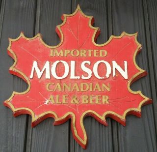 Molson Canadian Beer Maple Leaf Sign Faux Wood Vintage Unique 3d