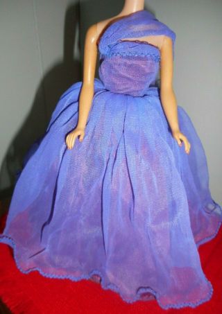 VINTAGE 1950 - 60 ' s BARBIE DOLL PURPLE GOWN BY HALINA DOLL FASHIONS CHICAGO - w - TAG 3
