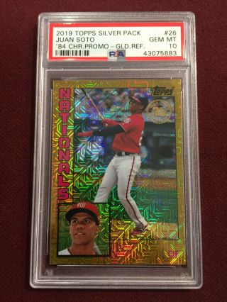 Juan Soto 2019 Topps Silver Pack 1984 Style Gold Refractor Rookie 7/50 Psa 10