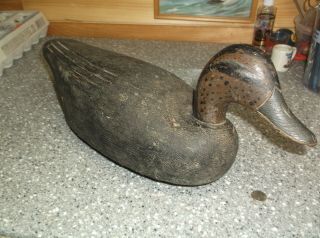 Antique Duck Decoy Large Blackduck Rasp Marks Head And Features