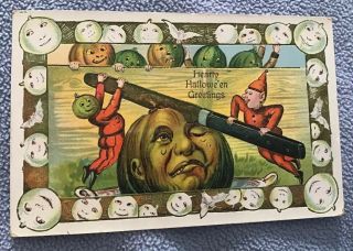 Vintage Halloween Postcard Gottschalk Anthropomorphic Jack O’lantern Series