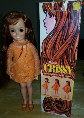 Ideal 1969 Crissy Doll Orange Dress Shoes Panties Papers Box 50 B - Day