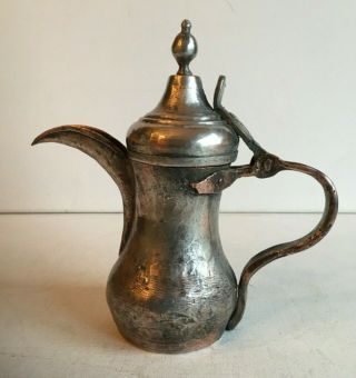 21,  5 Cm Antique Dallah Copper Tin Islamic Art Coffee Pot Bedouin 579 Grams