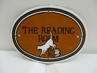 A Small Vintage Enamel Sign - The Reading Room - Garnier Gifts - 12 X 9 Cm - England.