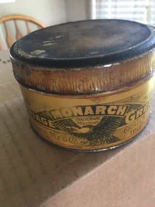 Vintage Monarch Carriage Grease Can Council Bluffs Ia Toledo Ohio