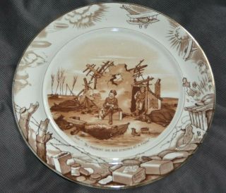 Vintage Unusual Bruce Bairnsfather Pottery Wall Plate.  Memento Of The Great War