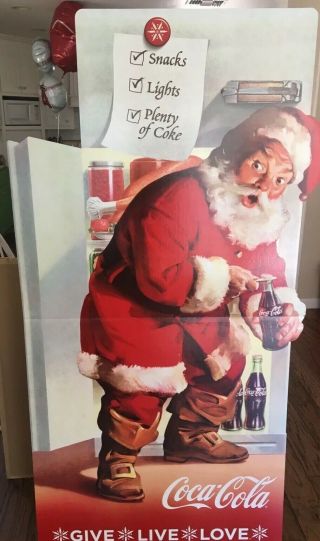 Vintage Coca Cola Standing Cardboard Santa Claus Display