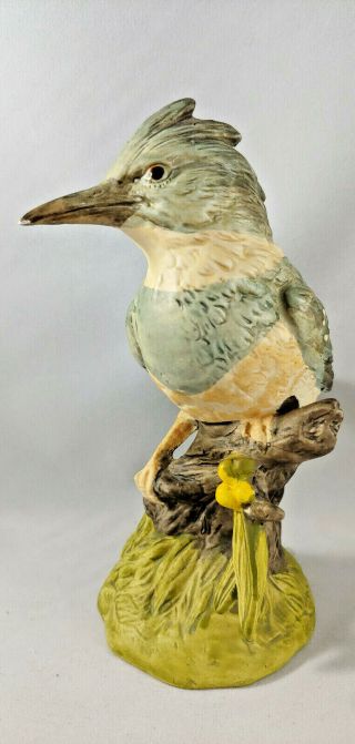 6 " Large Vintage Porcelain Ceramic Kingfisher Bird Figurine Branch Blue Green