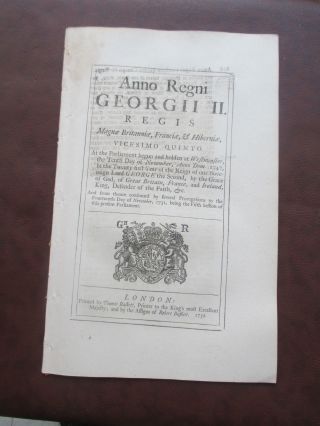 1752 Liverpool Lancaster Recovery Of Small Debts Act Of Parliament Law