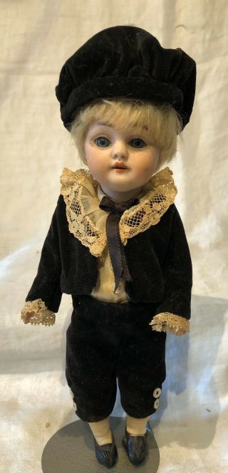 Antique Early Kestner 143 Child Doll 8” W/ Clothing And Wig Sleep Eyes