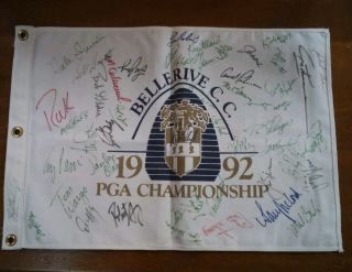1992 Pga Championship Bellerive C.  C.  Signed Flag Arnold Palmer Hale Irwin&more