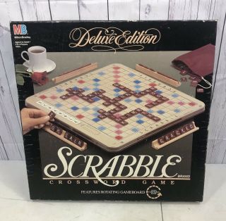 Scrabble Deluxe Turntable Edition Milton Bradley 1989 Game Vtg Complete Open